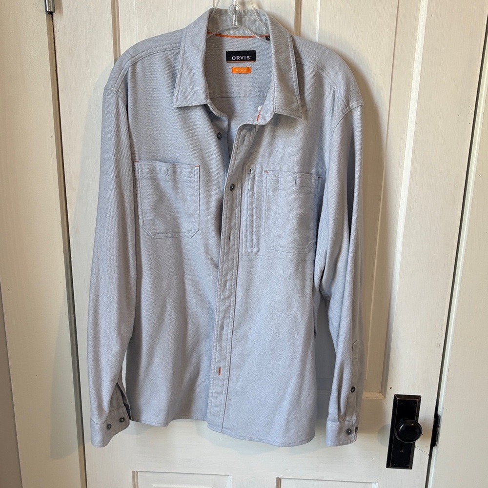 Orvis Cream and‎ Orange Active Fit Shirt